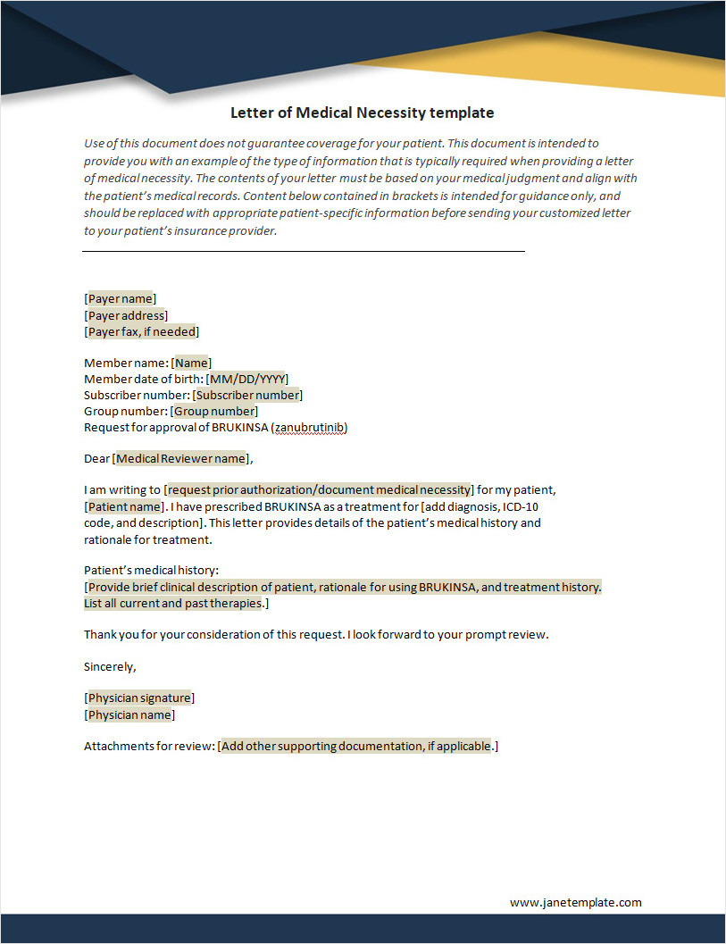 Free Letter of Medical Necessity Template Word