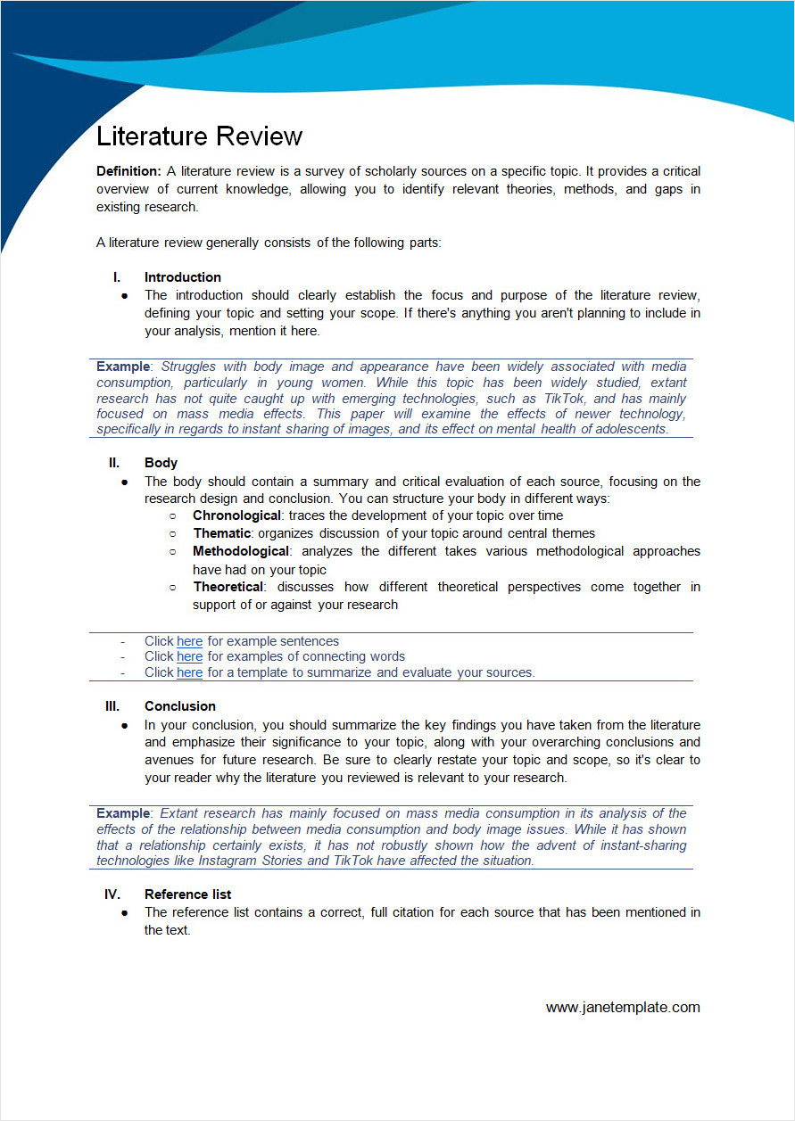 Literature Review Outline Template Word