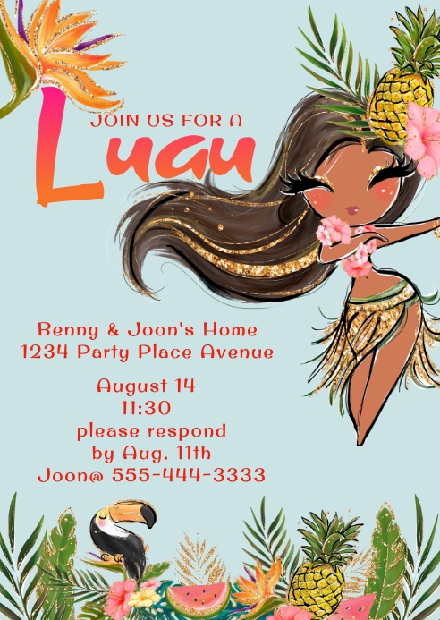 Luau Party Invitation Template Luau Party Invitation Template