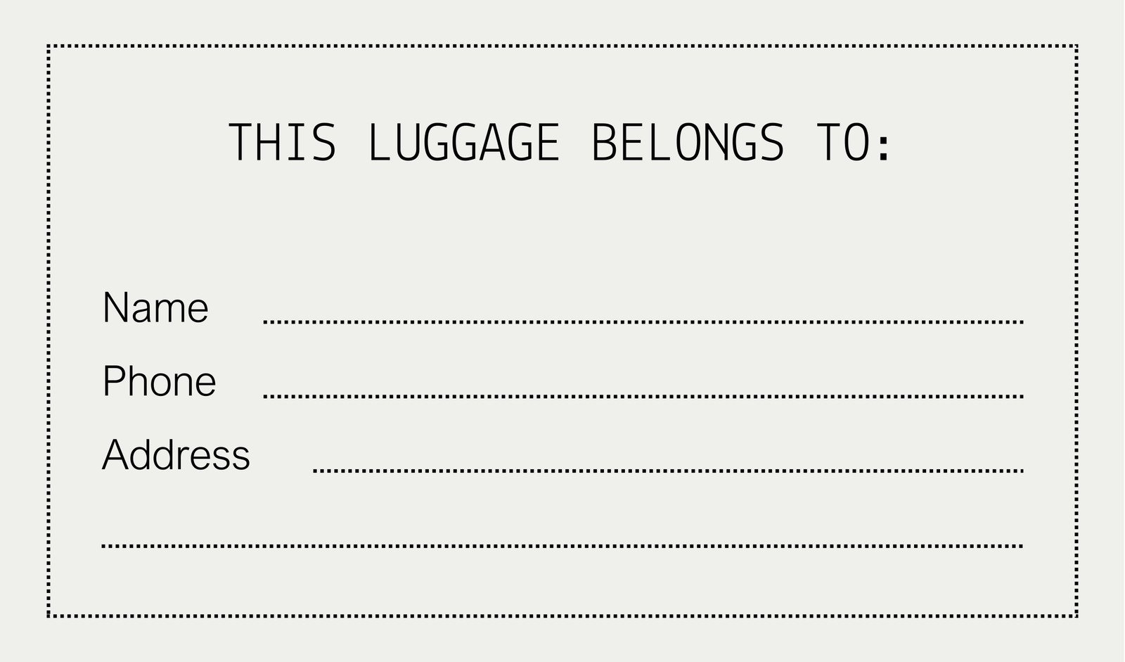 Luggage Tag Template Example Luggage Tag Template Example