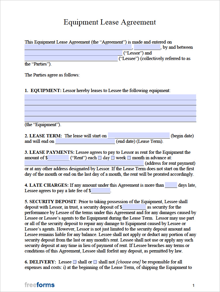 Machine Lease Agreement Template Example Machine Lease Agreement Template Example