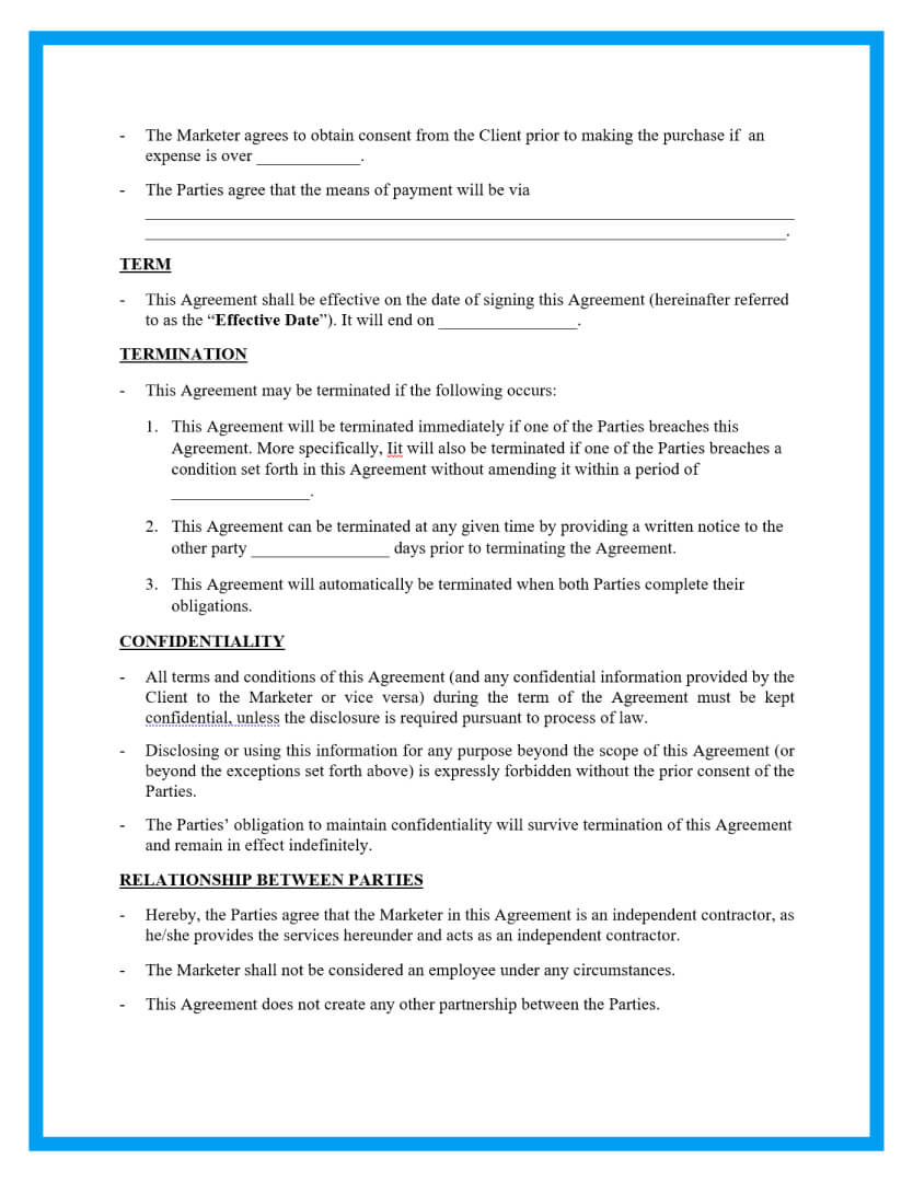 Marketing Agreement Template