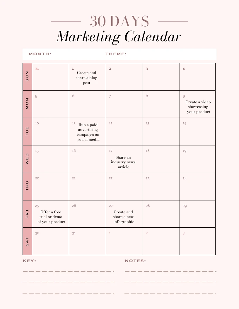 Marketing Calendar Template Sample Marketing Calendar Template Sample