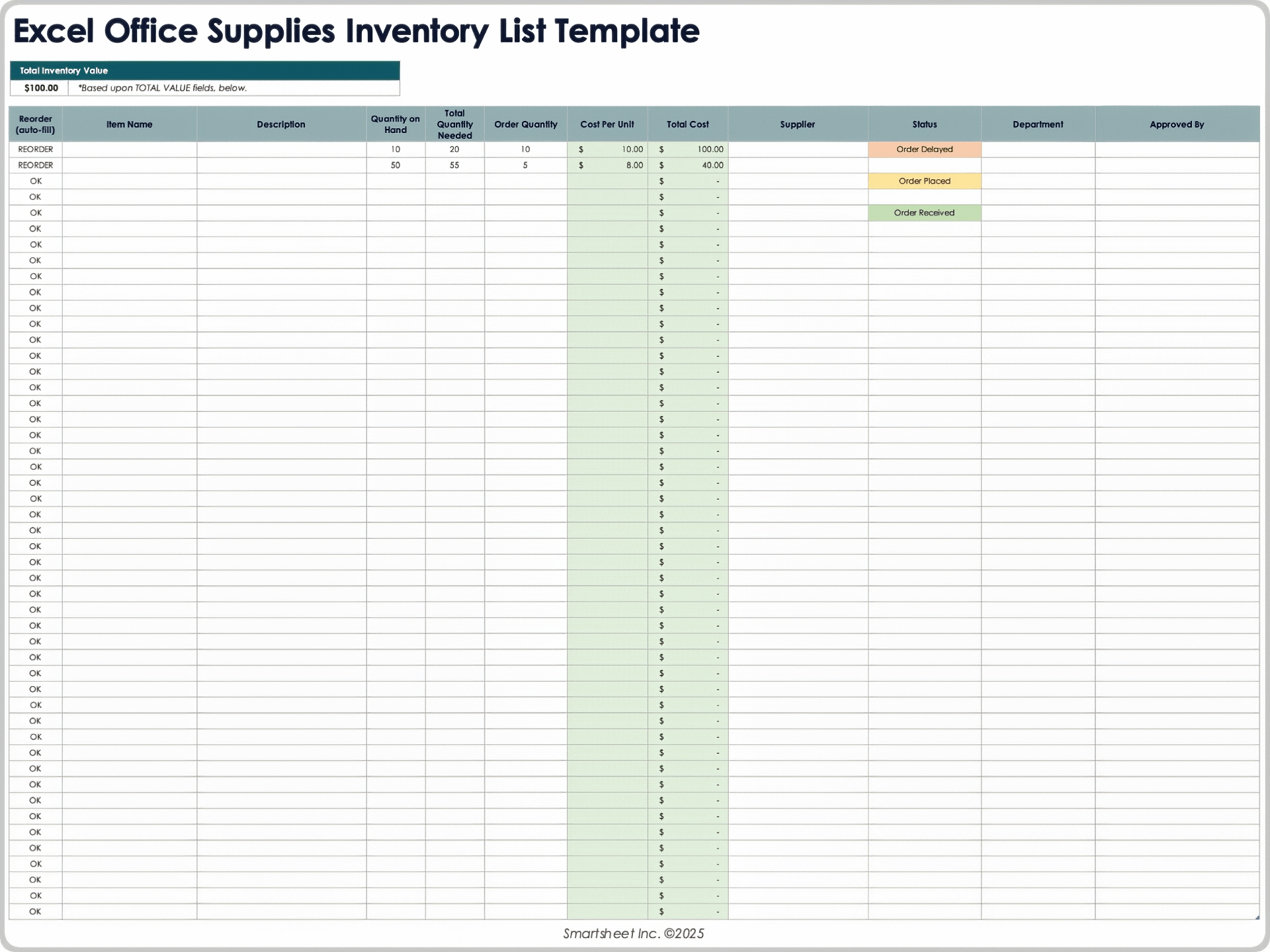 Material Quantity Record Sheet Template