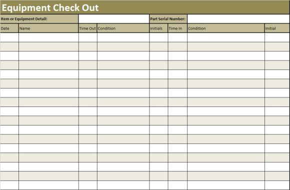 Material Sign out Sheet Template