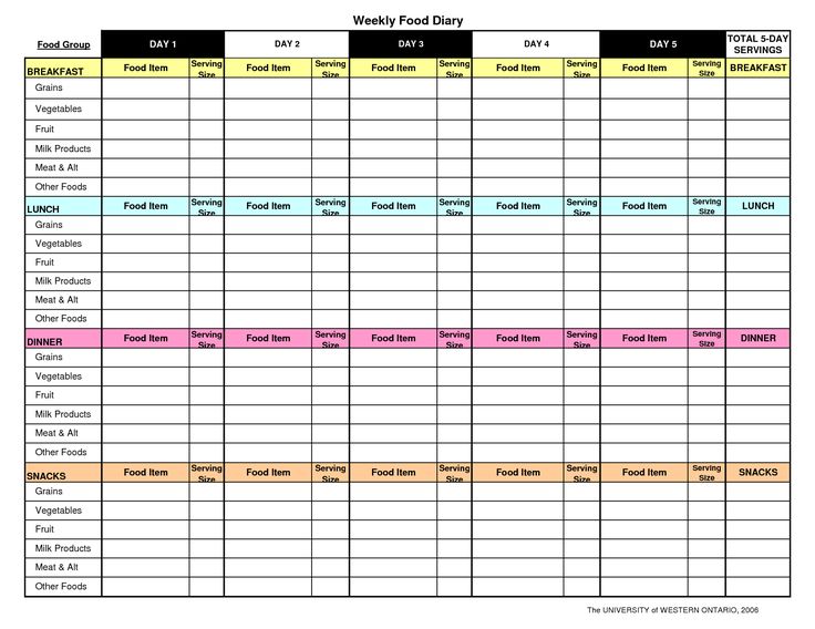 Meal Log Template