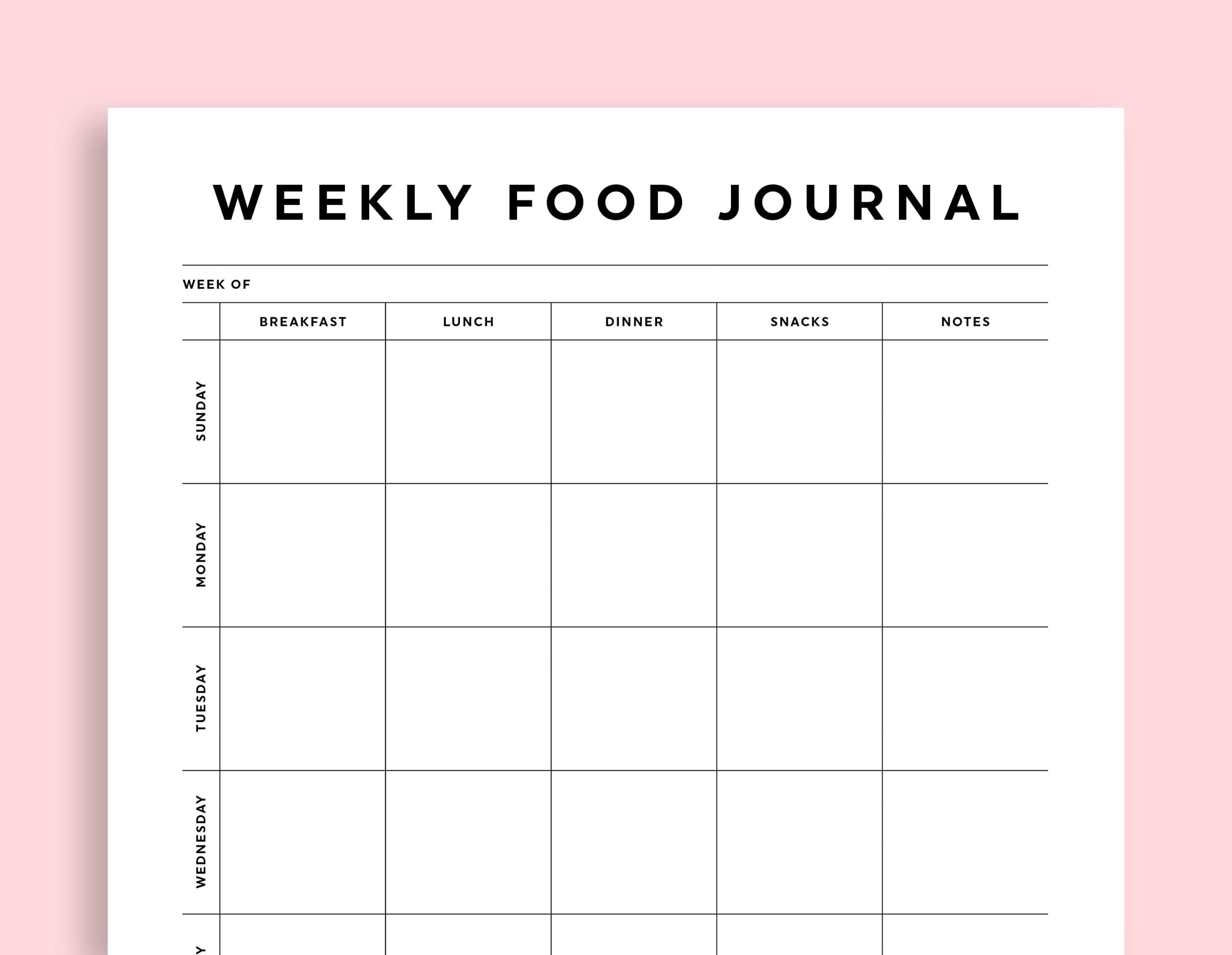 Meal Log Template