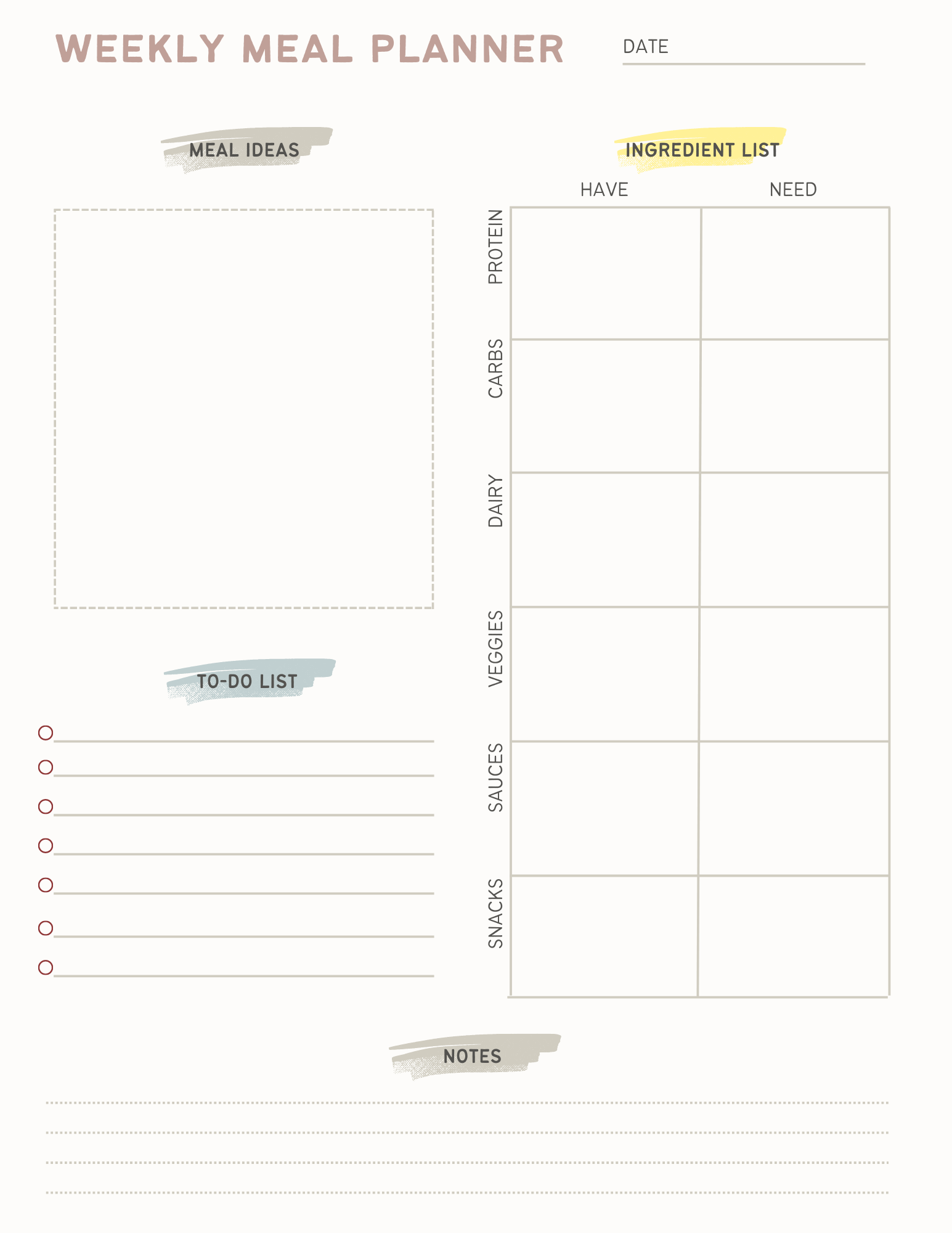 Meal Plan Template