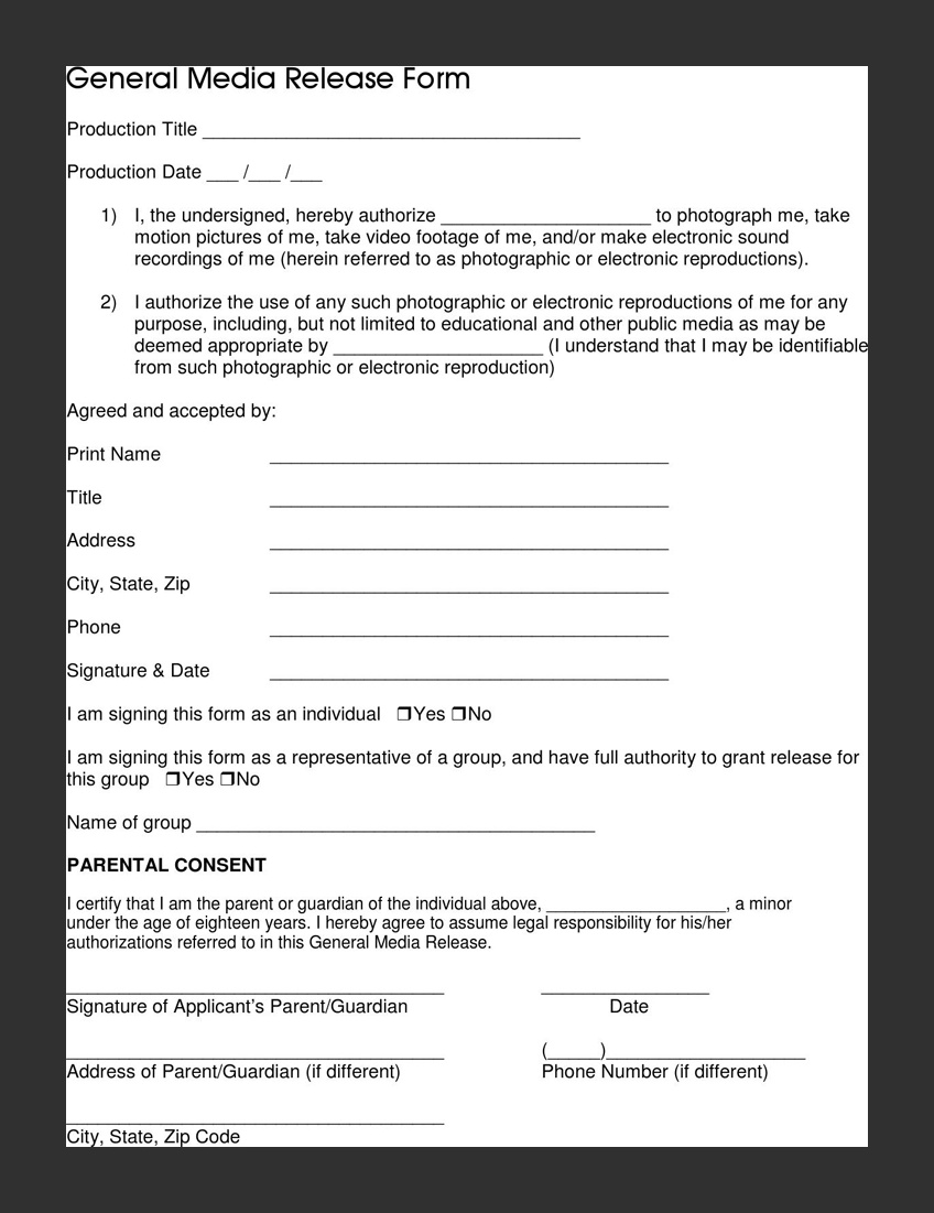 Media Release Form Media Release Form