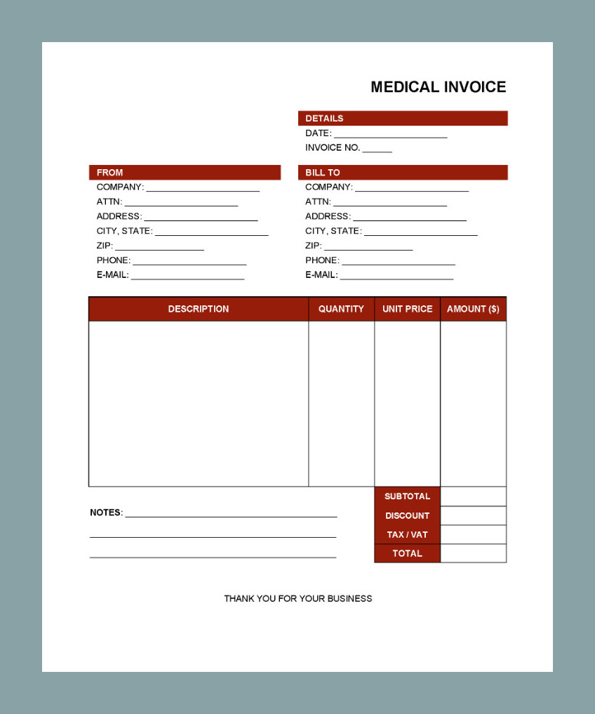 Medical Invoice Template Sample Medical Invoice Template Sample