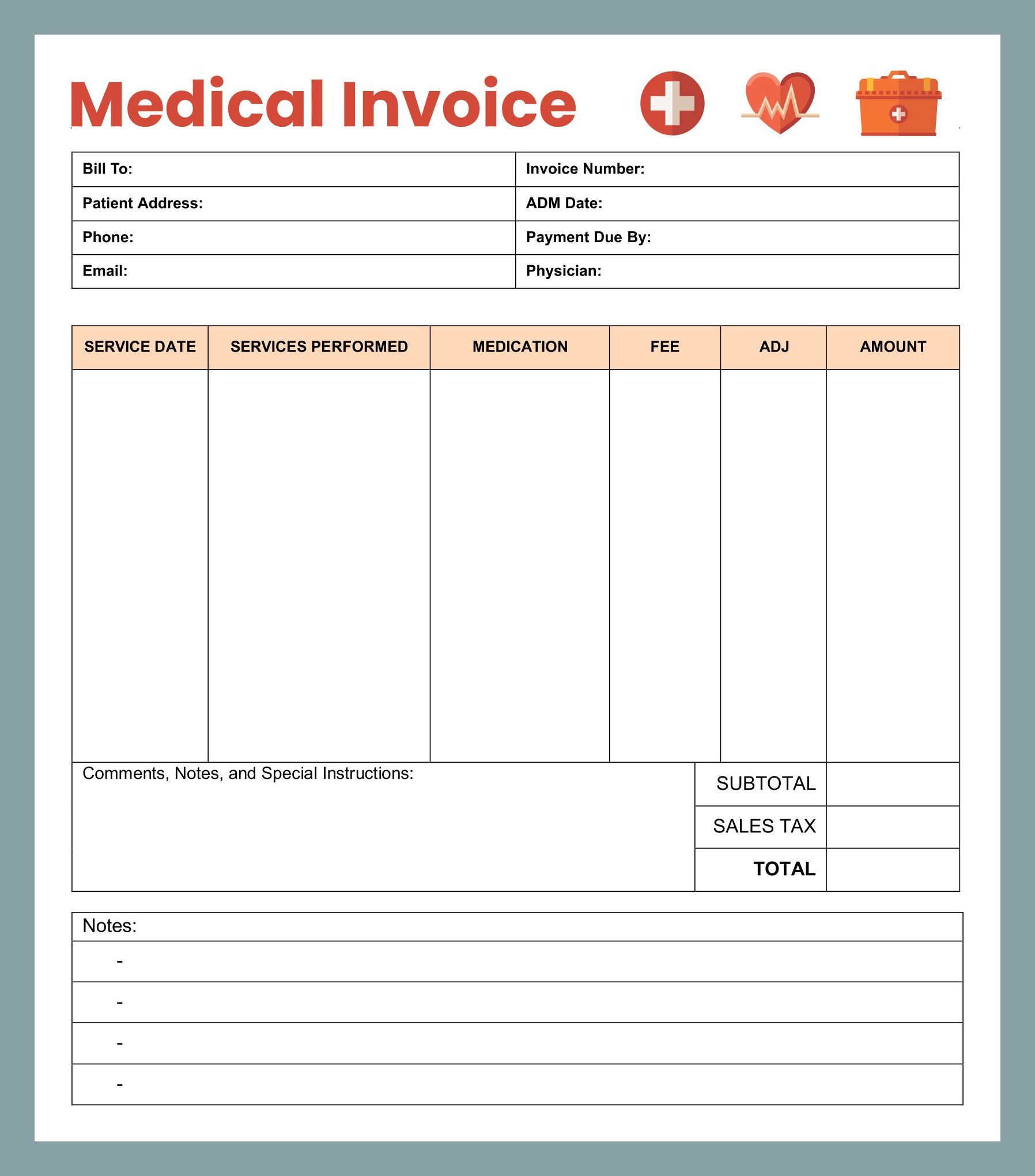 Medical Invoice Template Medical Invoice Template