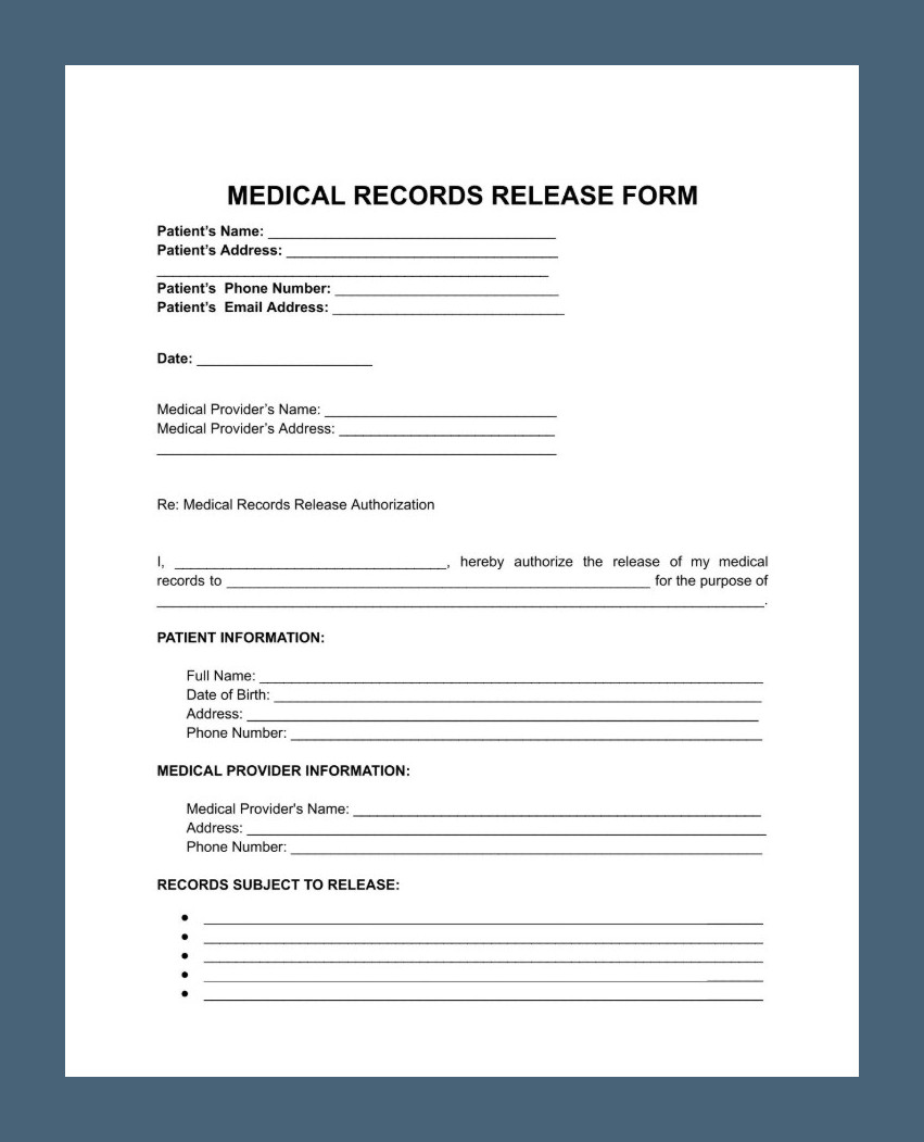 Medical Records Release Form Sample Medical Records Release Form Sample