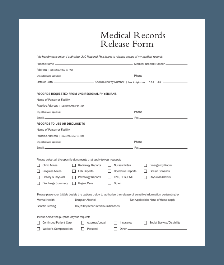 Medical Records Release Form Medical Records Release Form
