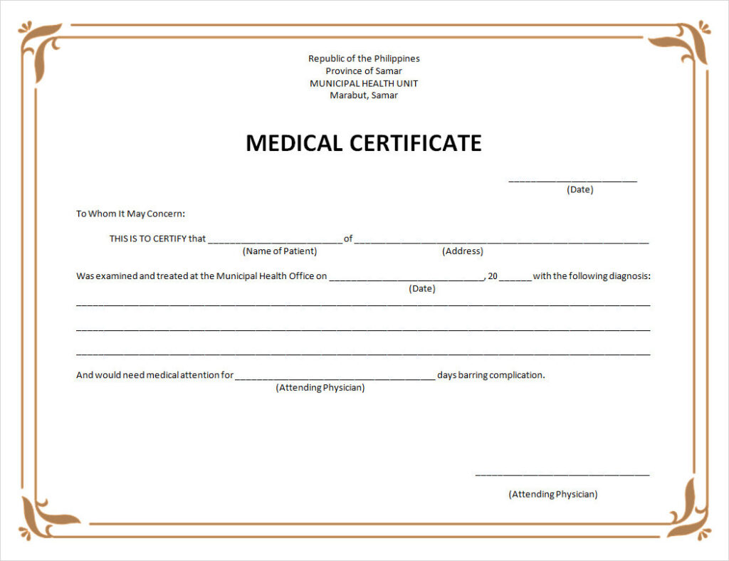 Printable Medical Certificate Template