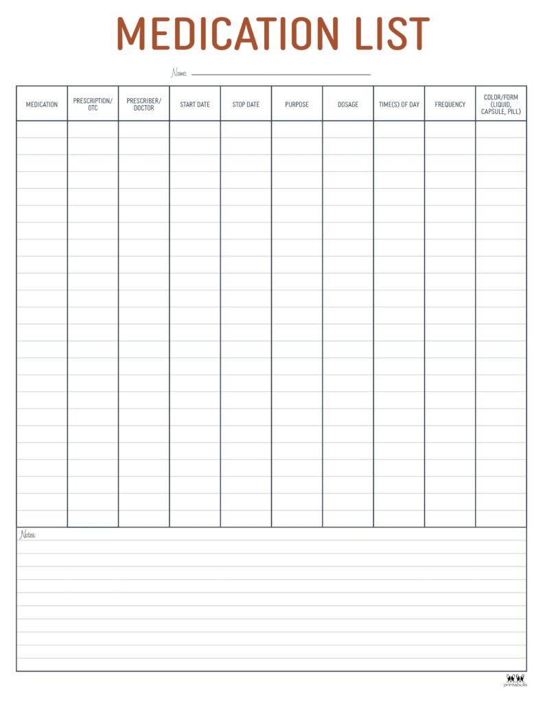 Medication Schedule Template