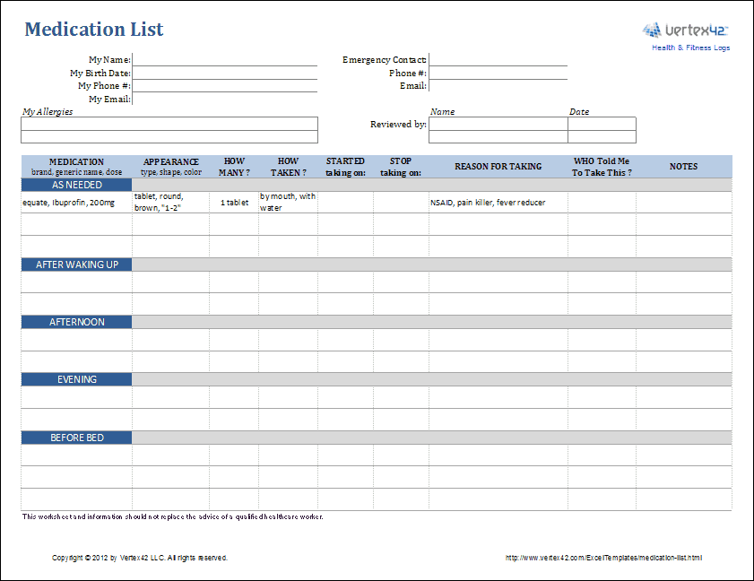Medication Schedule Template