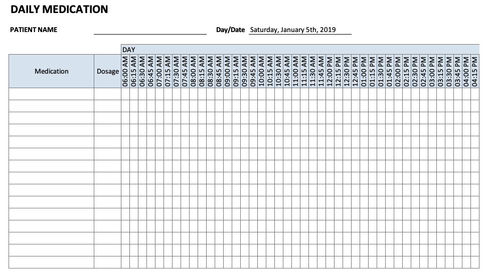 Medication Schedule Template