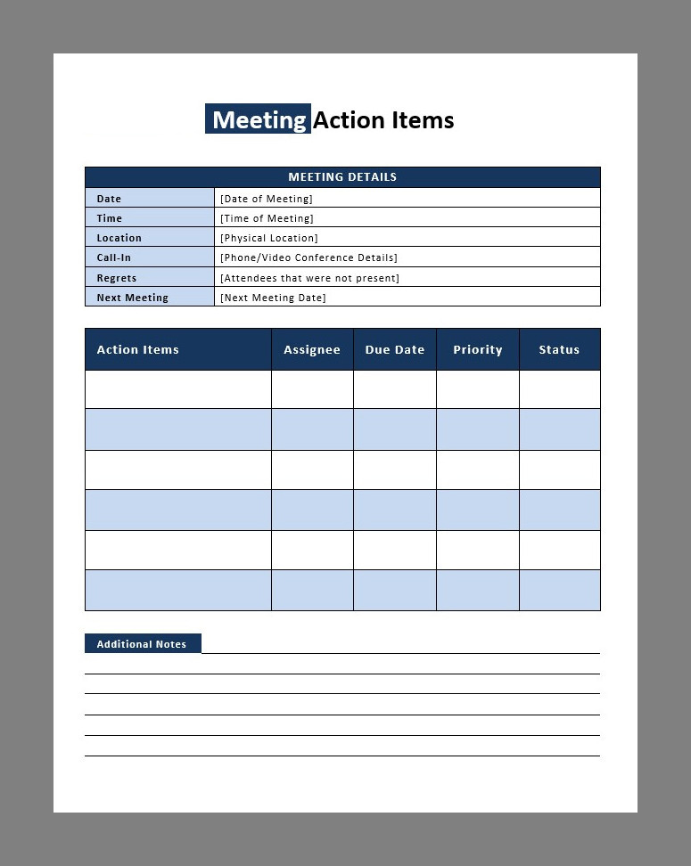 Meeting Minutes Template with Action Items Example Meeting Minutes Template with Action Items Example