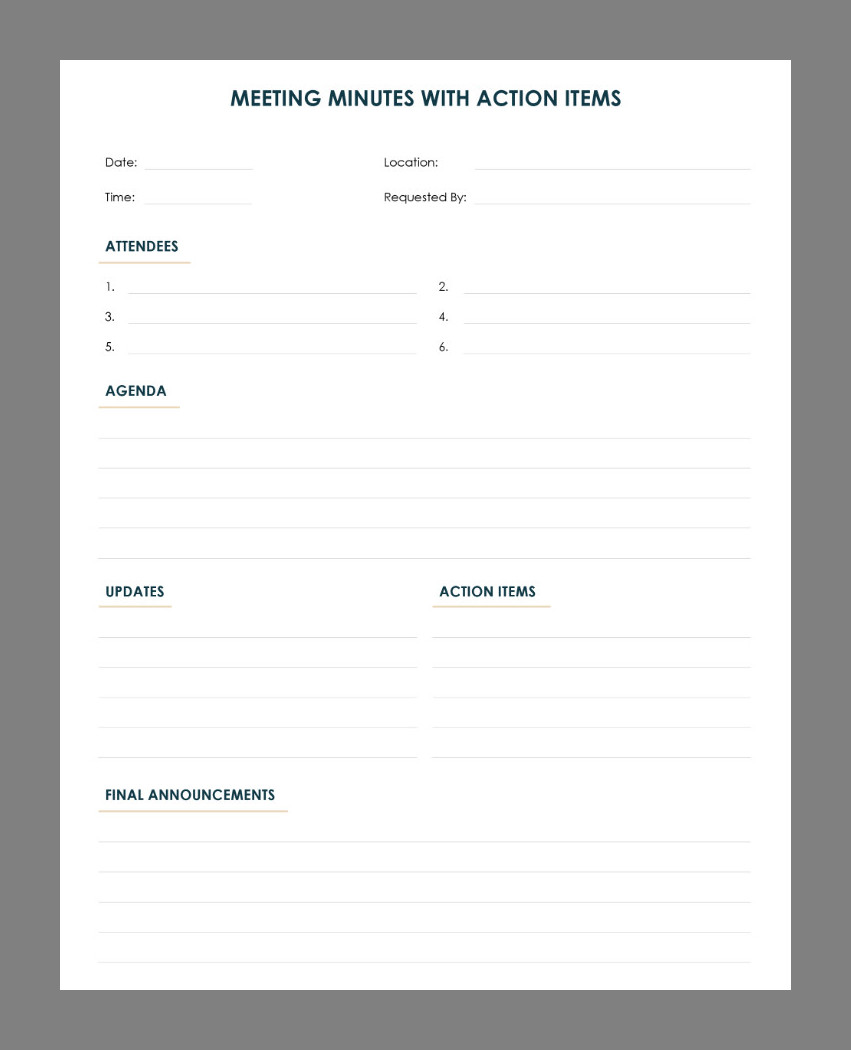 Meeting Minutes Template with Action Items Sample Meeting Minutes Template with Action Items Sample