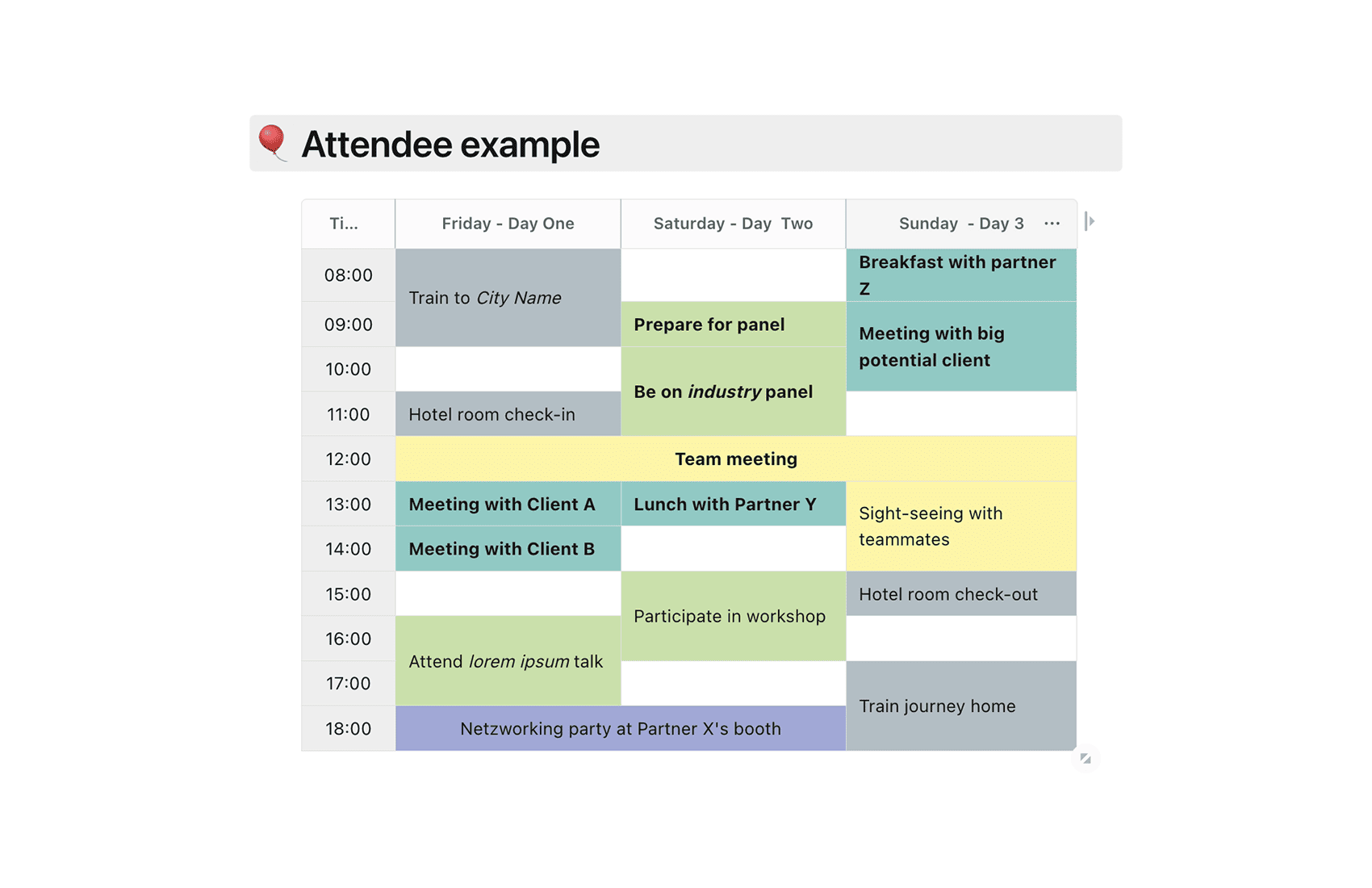 Meeting Schedule Template