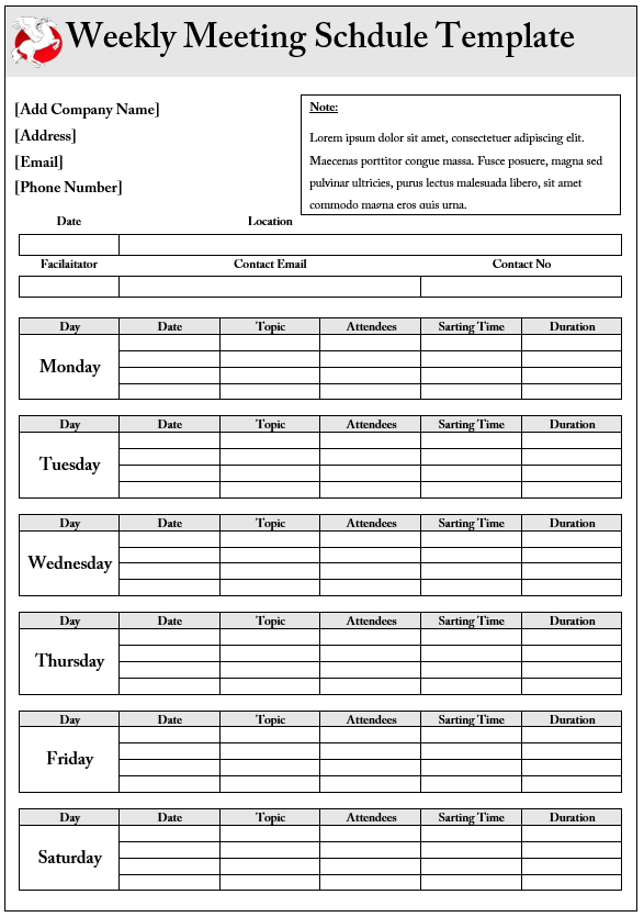 Meeting Schedule Template