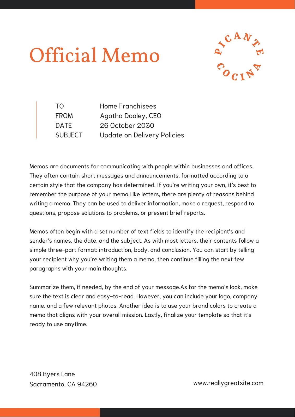 Memorandum Template