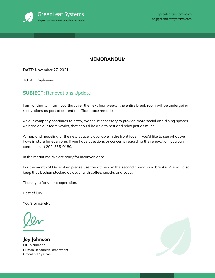 Memorandum Template
