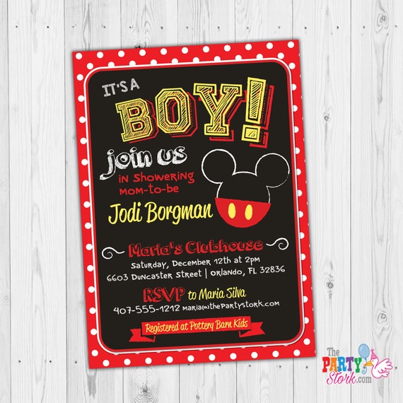 Mickey Mouse Baby Shower Invitation Template