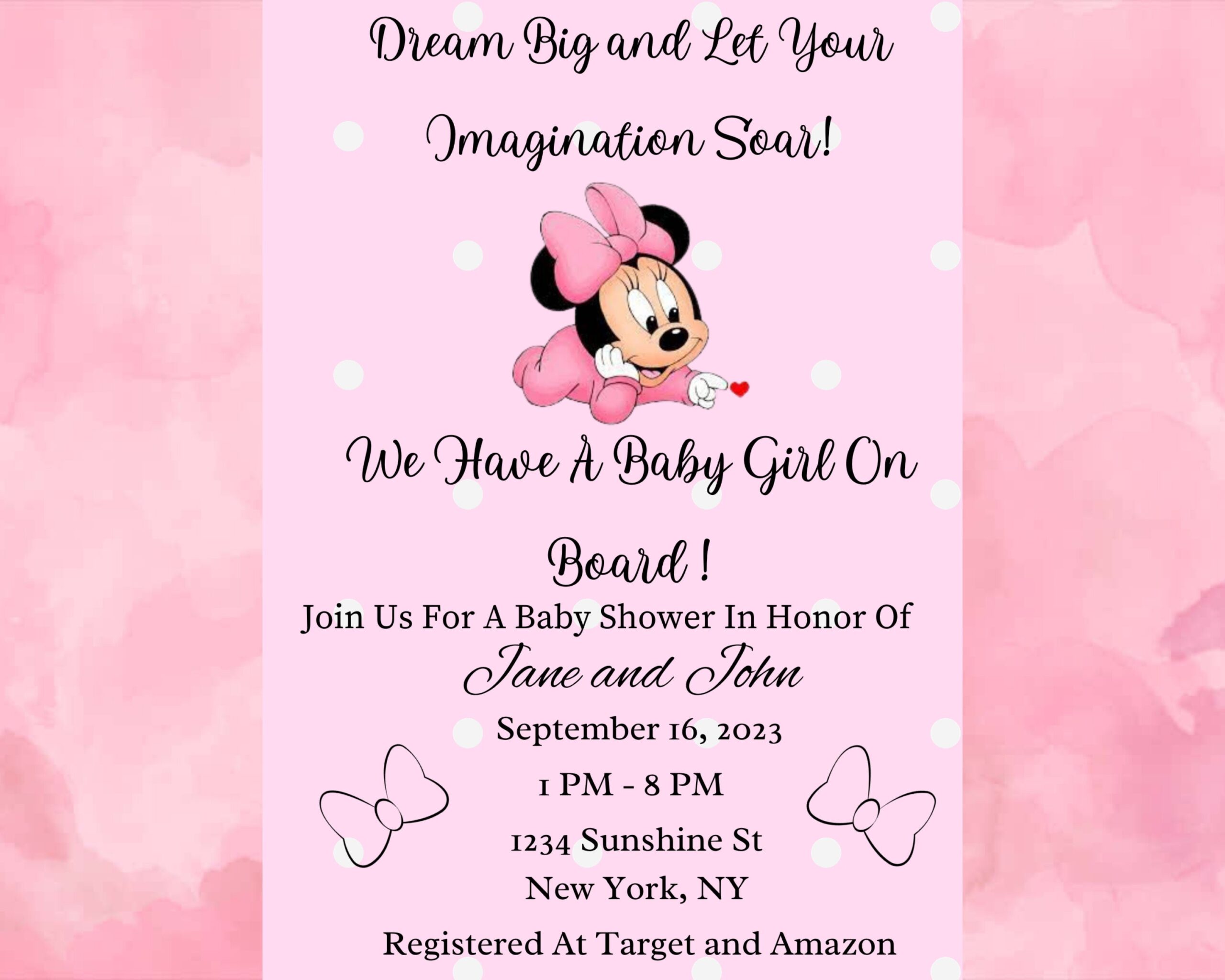 Minnie Mouse Baby Shower Invitation Template