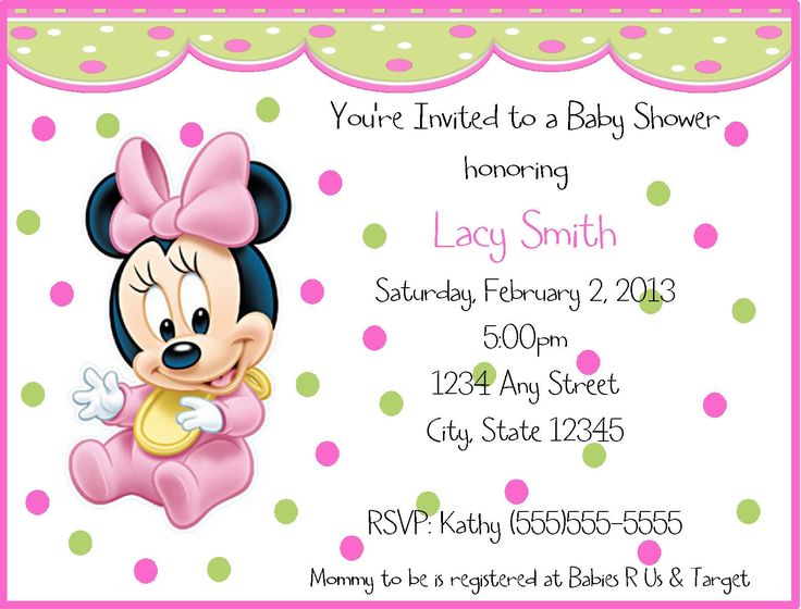 Minnie Mouse Baby Shower Invitation Template