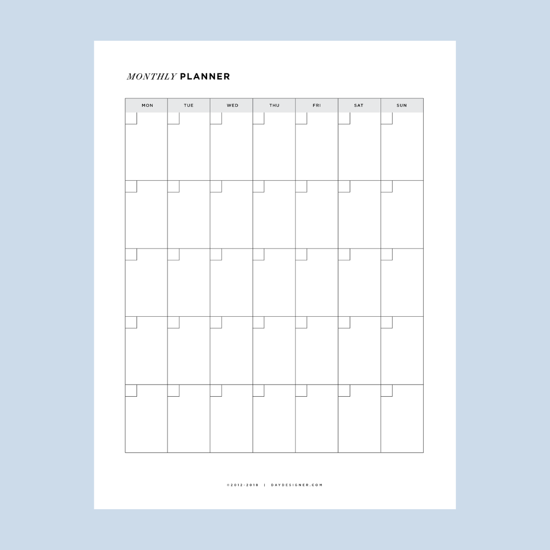 Monthly Schedule Template