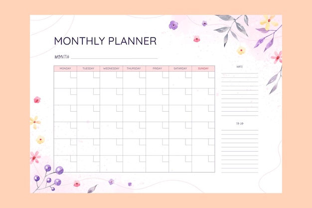 Monthly Schedule Template