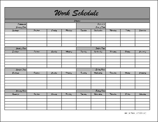 Monthly Schedule Template