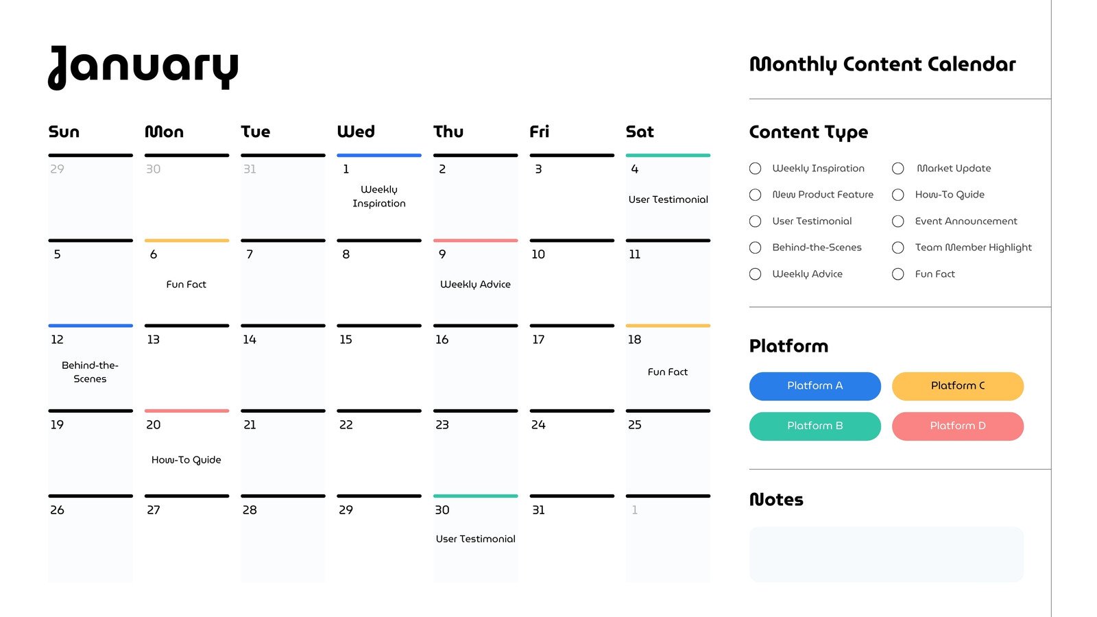 Monthly Schedule Template