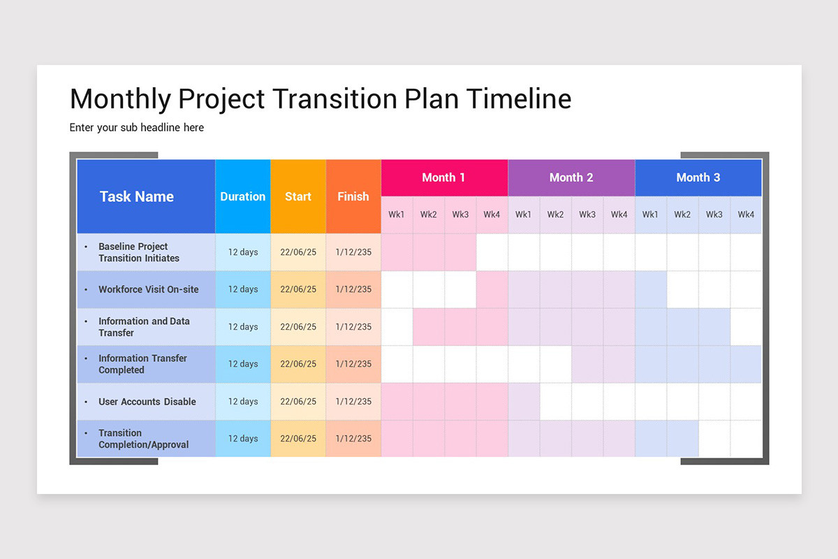 Monthly Timeline Template