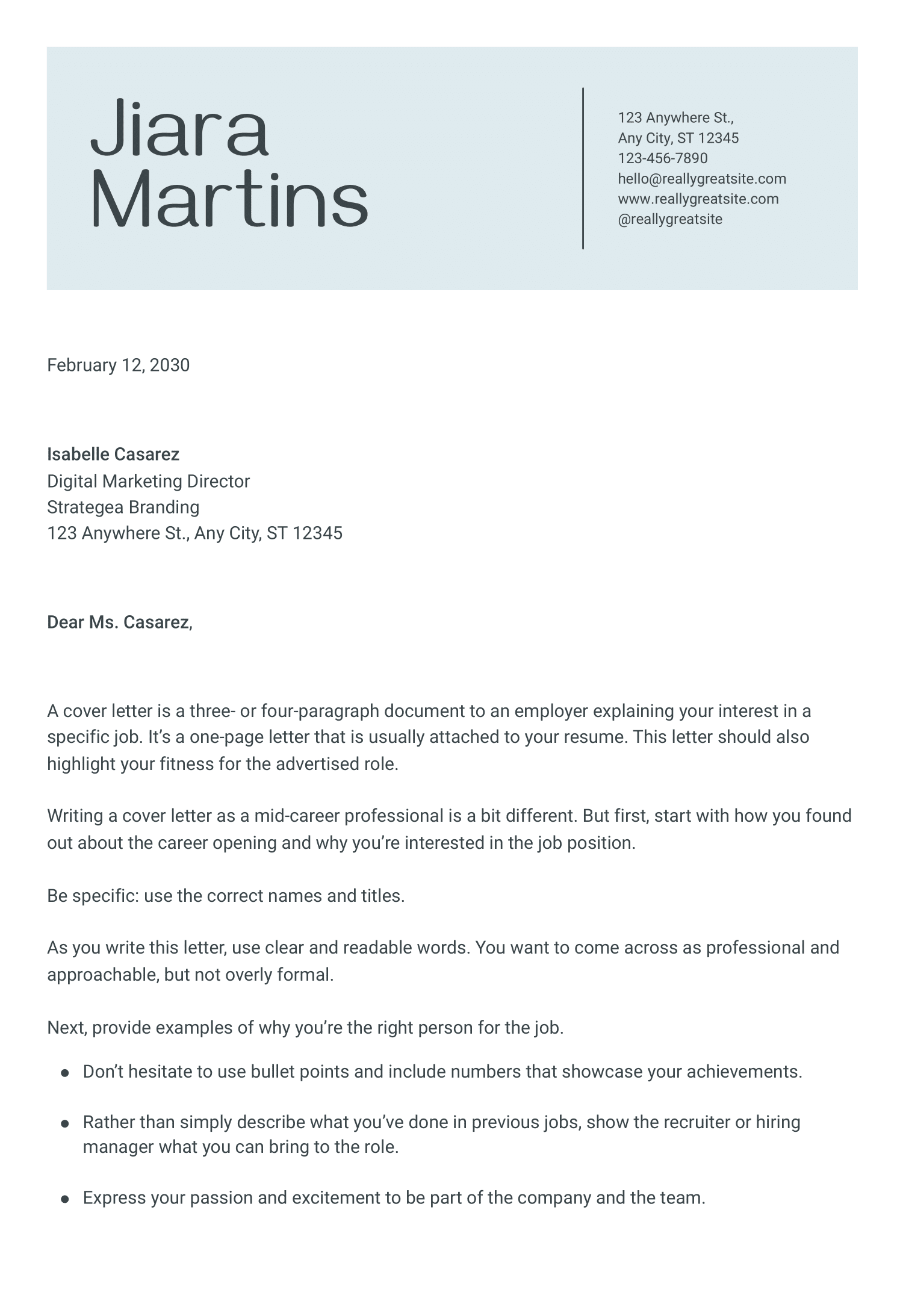 Motivation Letter Template