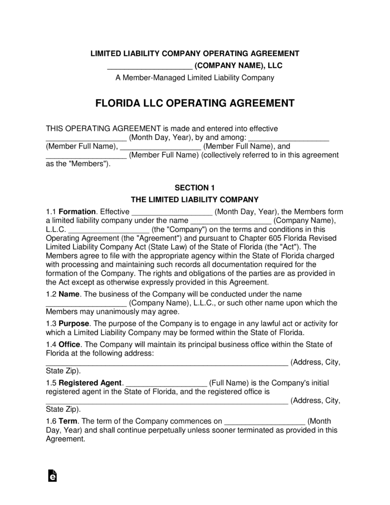Multiple Member LLC Operating Agreement Template