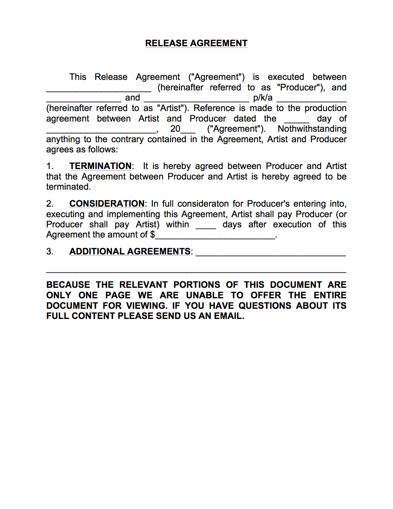 Music Agreement Template