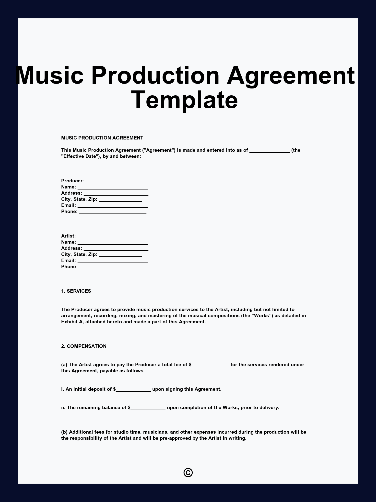 Music Production Agreement Template