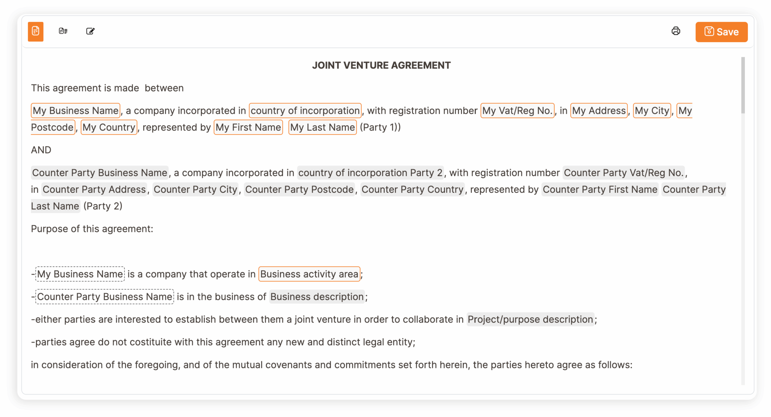 Mutual Agreement Template Between Two Parties
