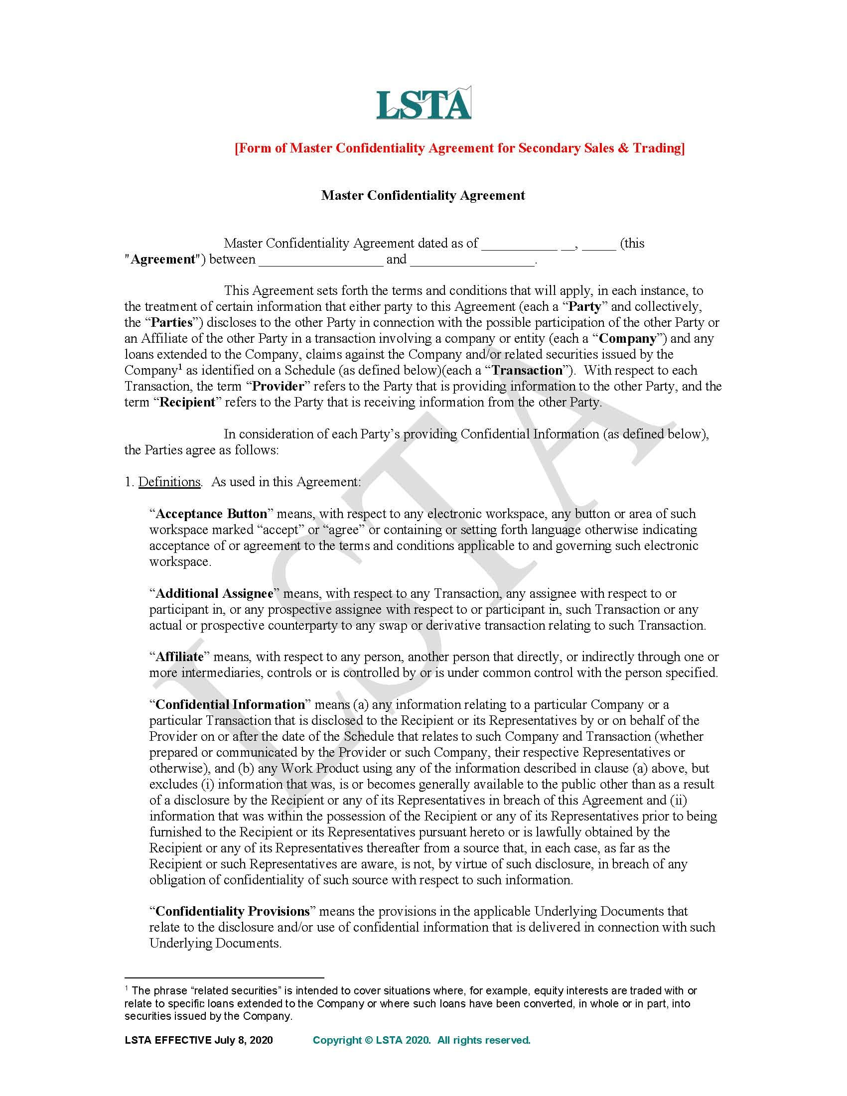 Mutual Confidentiality Agreement Template