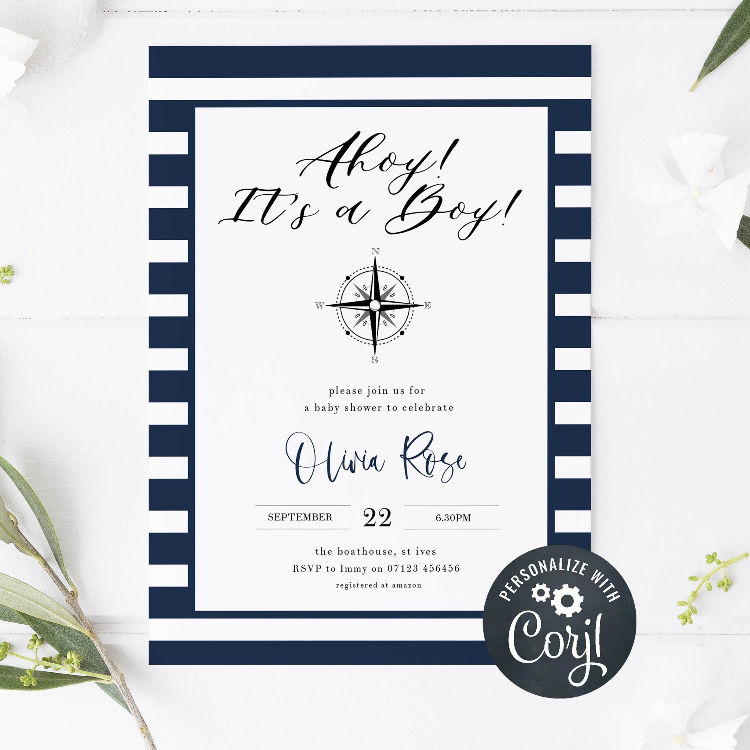 Nautical Baby Shower Invitation Template