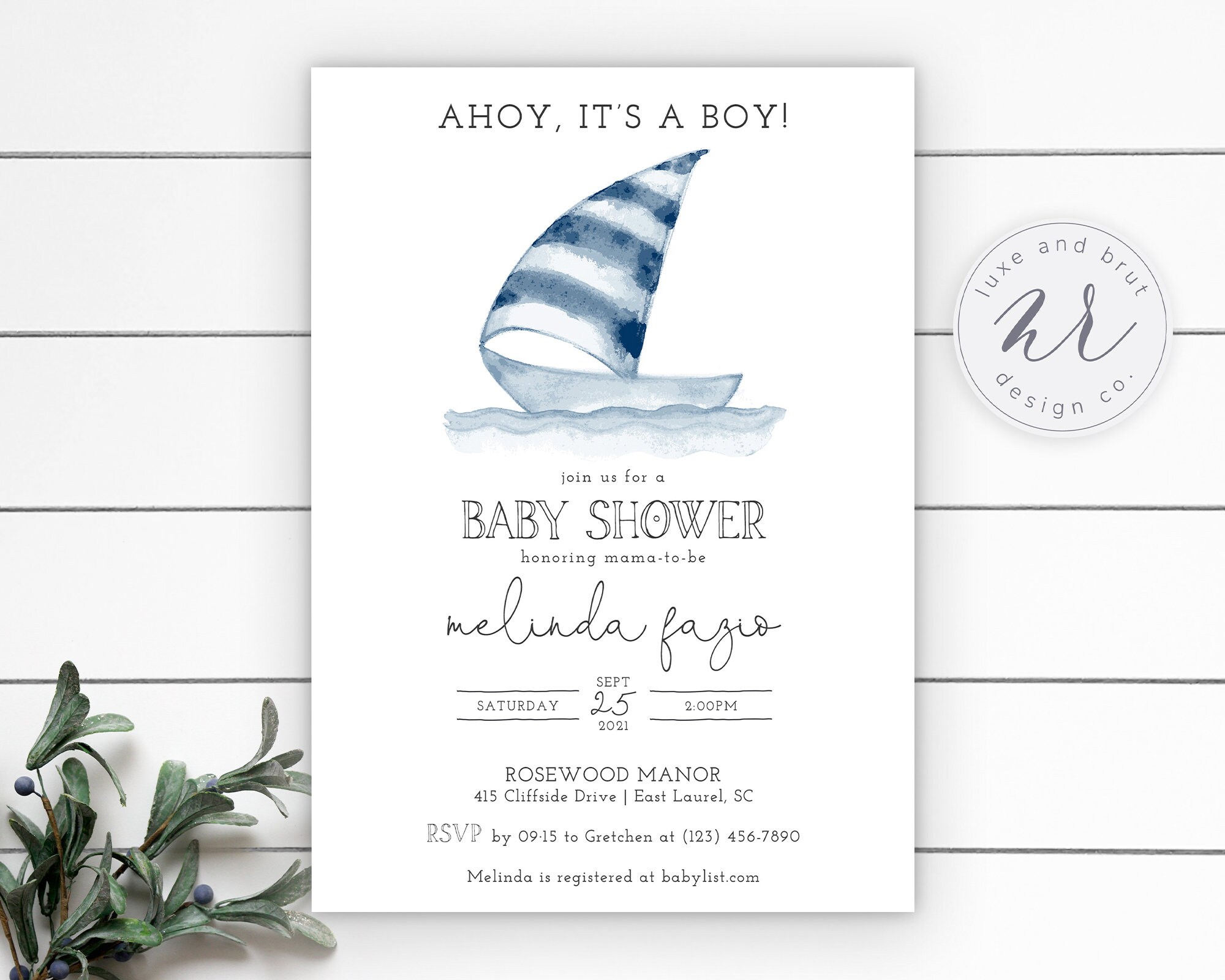 Nautical Baby Shower Invitation Template