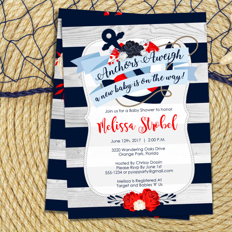 Nautical Baby Shower Invitation Template