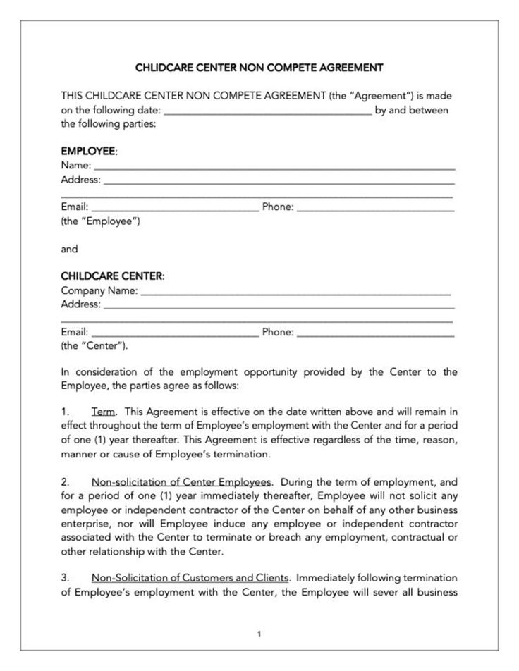 Non competition Agreement Template