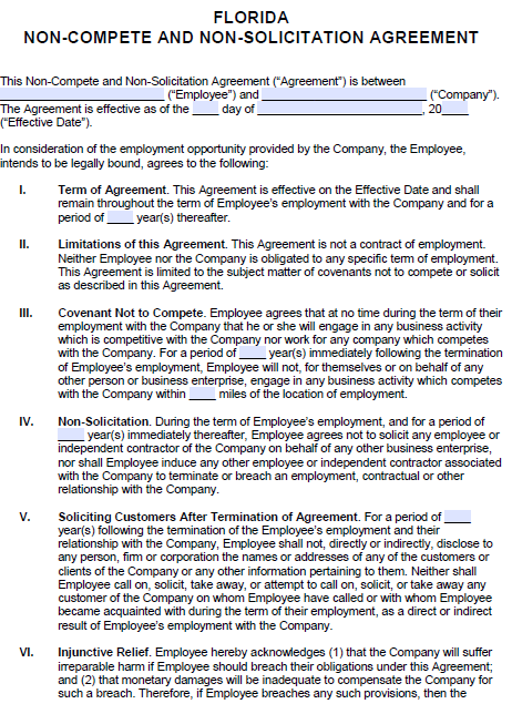 Non competition Agreement Template