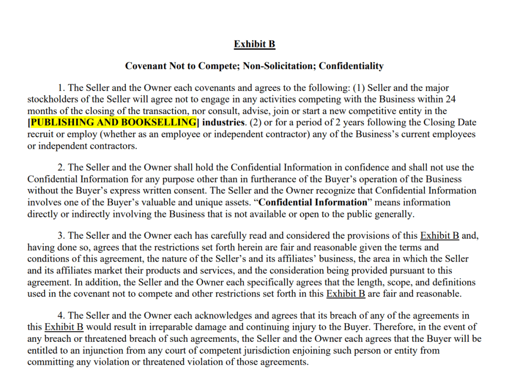 Non competition Agreement Template