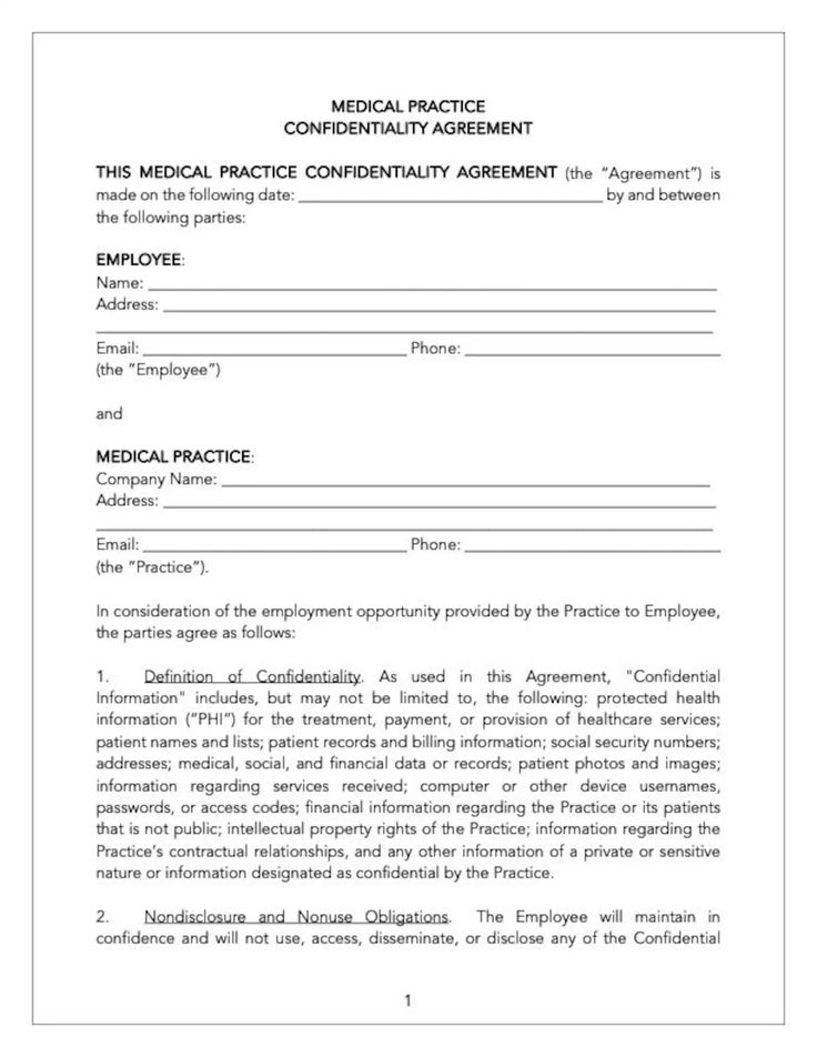 Non disclosure Agreement Template for Employees
