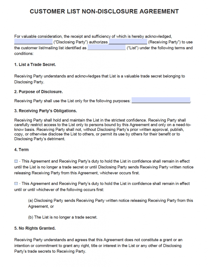 Non disclosure Agreement Template for Employees