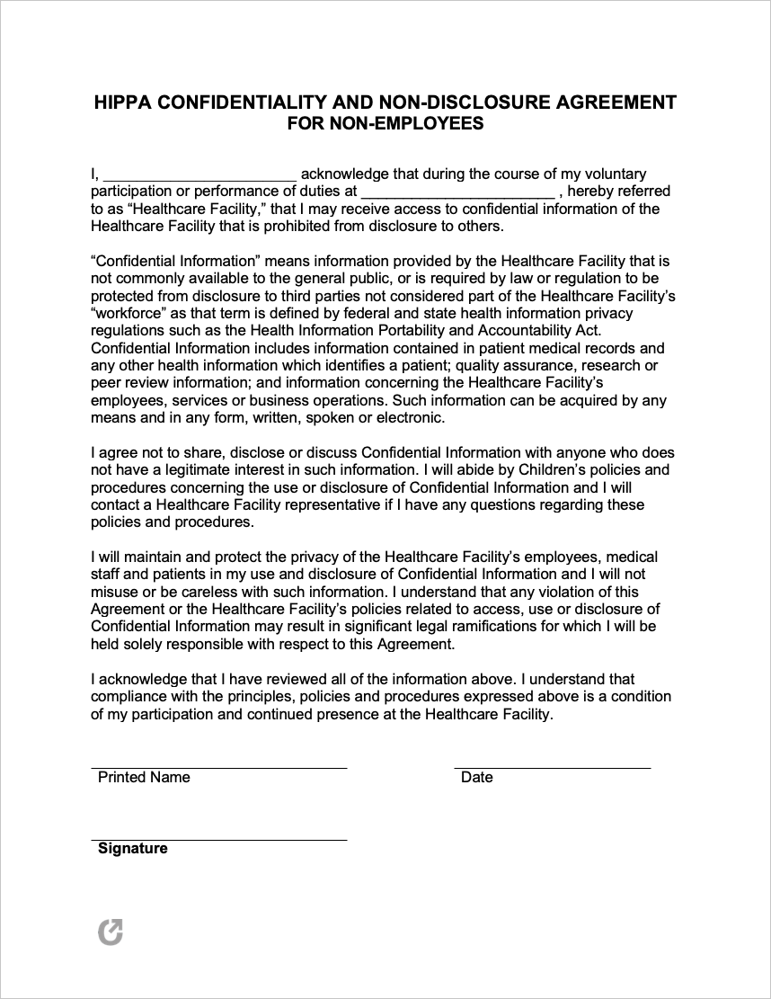 Non disclosure Agreement Template for Employees